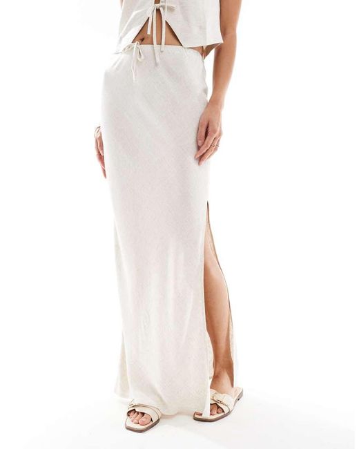 Miss Selfridge Schuingesneden Maxi Rok Van Linnenmix in het White