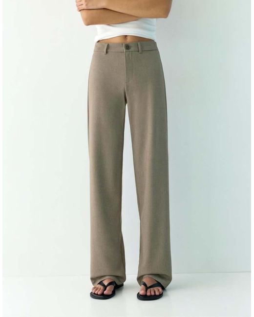 Pull&Bear Brown Petite Straight Leg Trousers