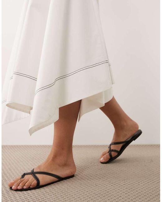 ASOS Pink Dropped Waist Contrast Stitch Volume Midi Skirt