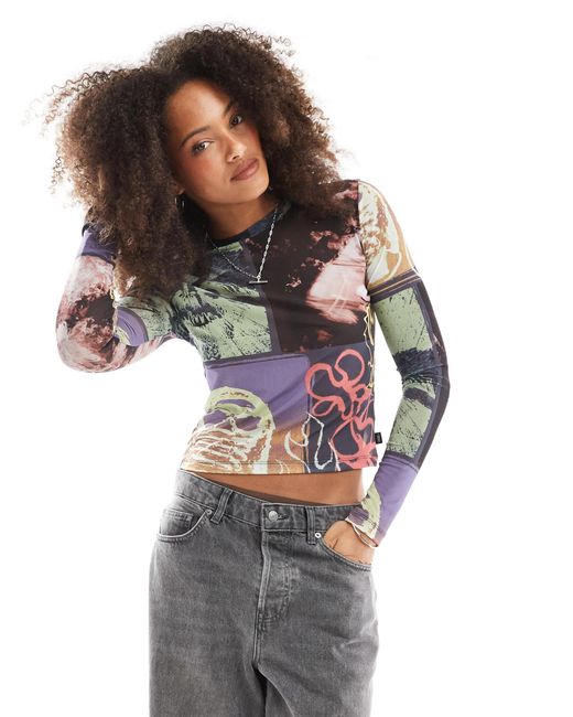 Vans Gray – ludlow – buntes langarm-top aus netzstoff
