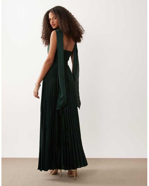 Abercrombie & Fitch Black Strapless Plisse Maxi Dress With Scarf Detail