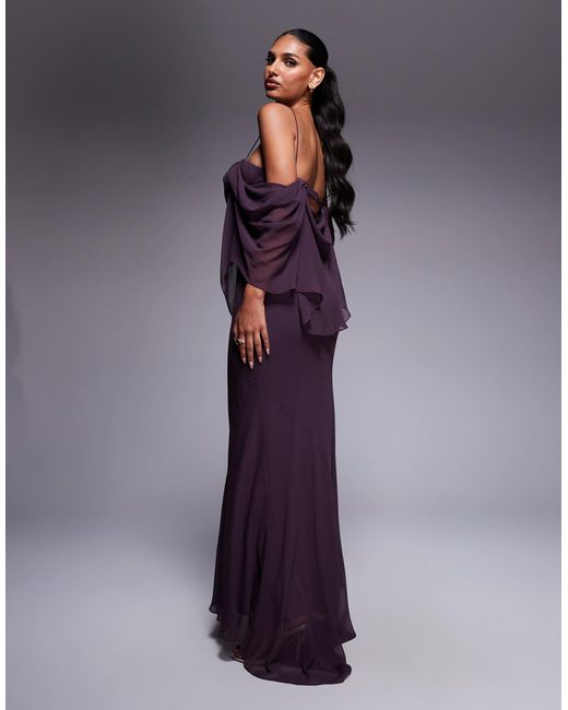 ASOS Purple – doppellagiges, asymmetrisches maxikleid