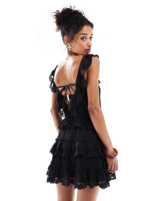 Miss Selfridge Black Beach Premium Cheesecloth Playsuit