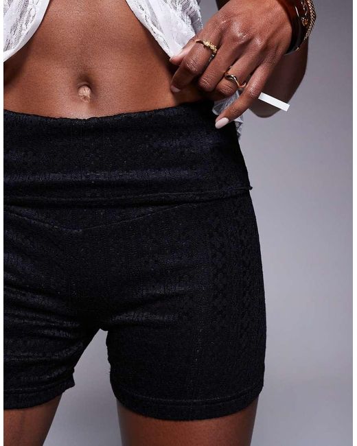 Princess Polly Blue Fold Over Lace Mini Shorts