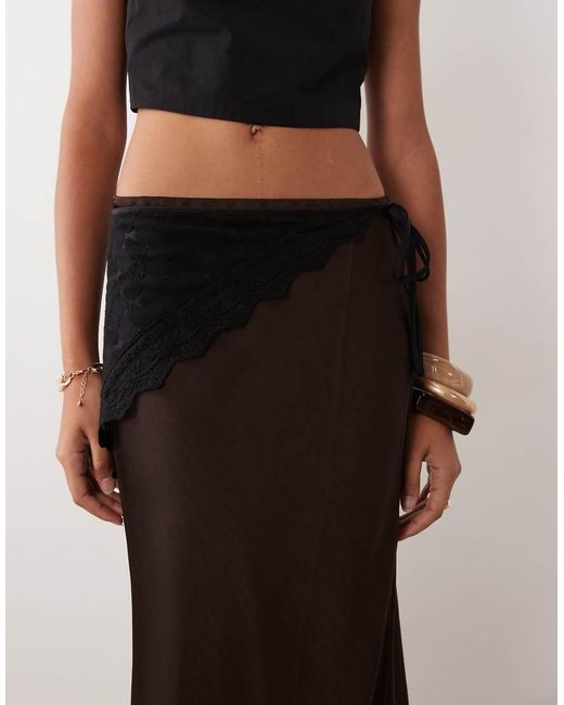 Vila Natural Satin Maxi Skirt With Detachable Waist Scarf