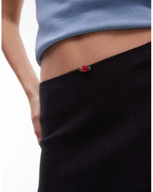 Tommy Hilfiger Black Pointelle Ruffle Mini Skirt