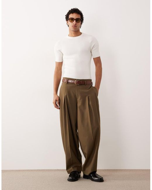 ASOS White Essential Muscle Fit Knitted Rib Saddle Sleeve T-shirt for men