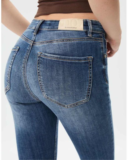 Stradivarius Blue D07 Regular Waist Skinny Jeans