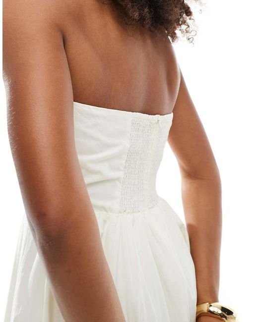 NARRATED White Strapless Midi Dress