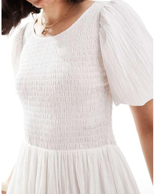 Vestito Midi Con Maniche A Sbuffo di Threadbare in White