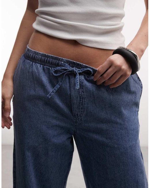 Noisy May Blue Tie Waist Wide Leg Trouser