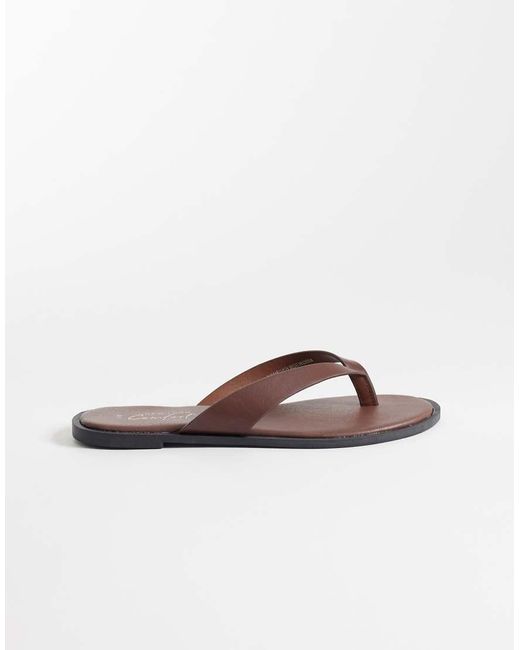 New Look Brown Faux Leather Thongs