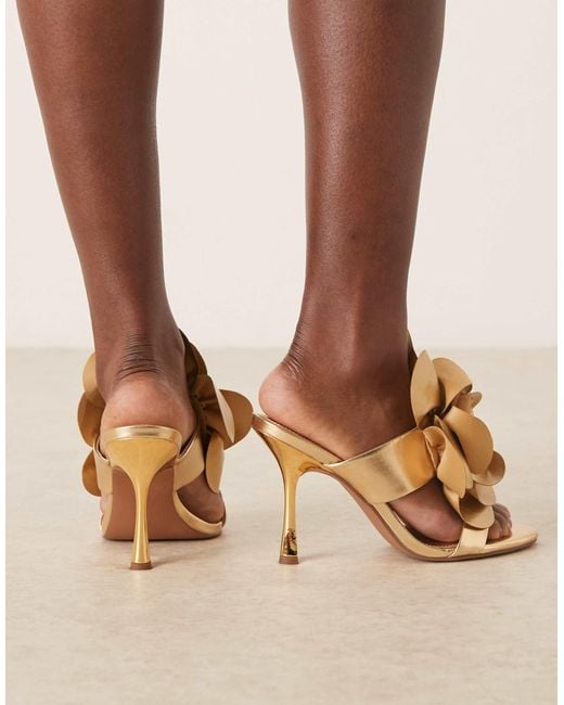 ASOS Brown Nori Double Strap Mule With Oversized Corsage