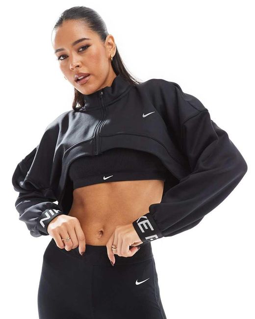 Nike Blue Nike Pro Training Cropped Fleece