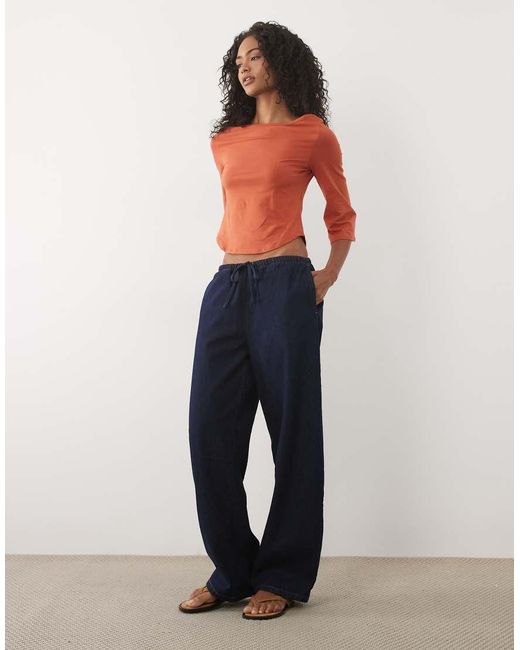 ASOS Orange 3/4 Sleeve Top With Boat Neck
