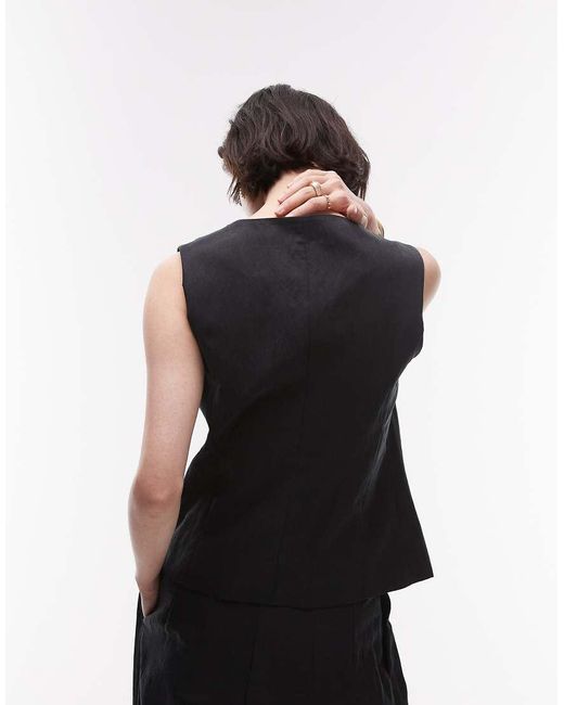 Chaleco De Traje Con Cuello Redondo De (Parte De Un Conjunto) Mango de color Black
