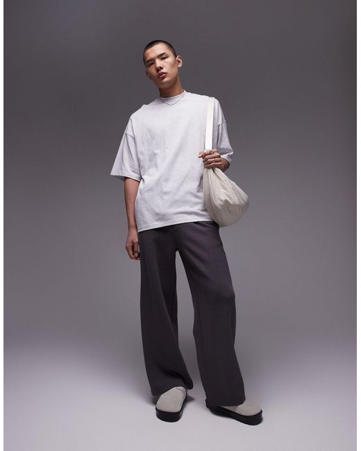 T-shirt ultra-oversize - polaire chiné Topman pour homme en coloris Gray