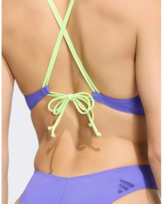Adidas Originals Blue Ripstream 3-stripes Tie Back Swimsuit