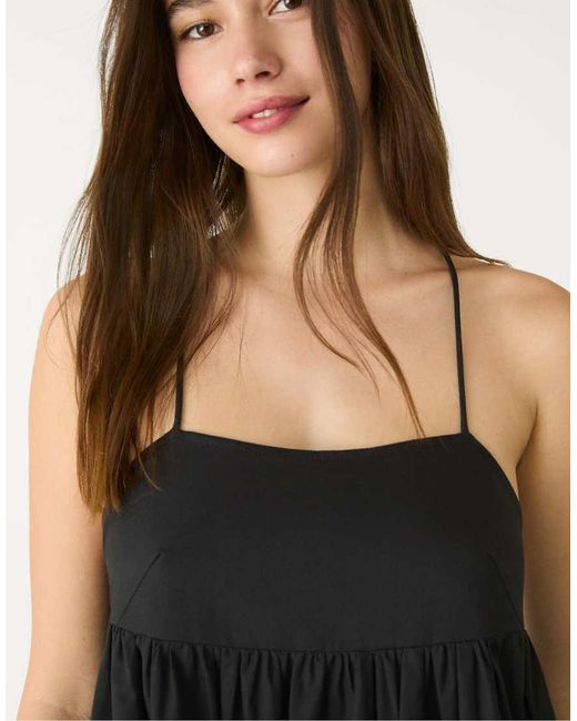 Stradivarius Black Long Poplin Dress
