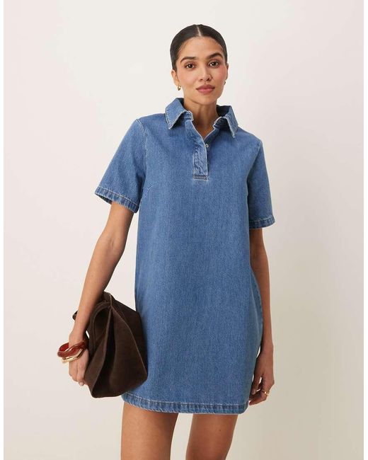 ASOS Blue Denim Polo Mini Dress