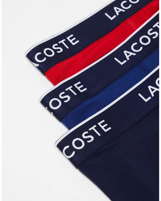 Lacoste – 3er-pack mehrfarbige unterhosen in Blue für Herren