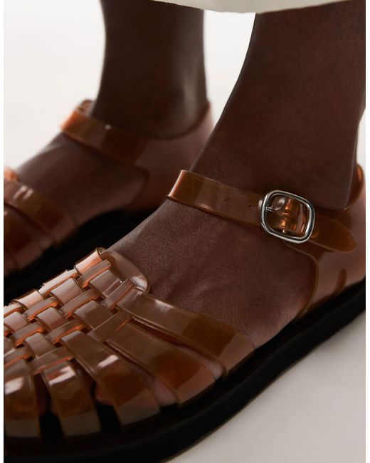 TOPSHOP Natural – kelly – flache jelly-sandalen