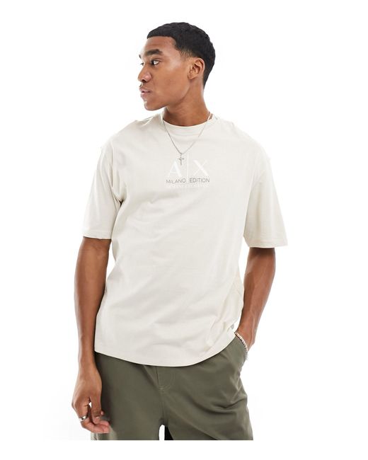 T-shirt confort avec logo au centre Armani Exchange pour homme en coloris White