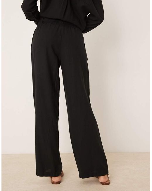Jdy Black Wide Leg Belted Linen Mix Trousers Co-ord