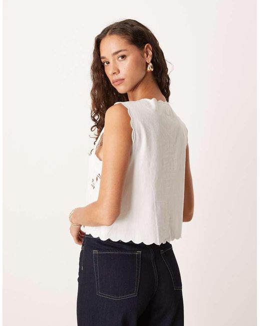 Y.A.S White Embroidered Tie Front Vest