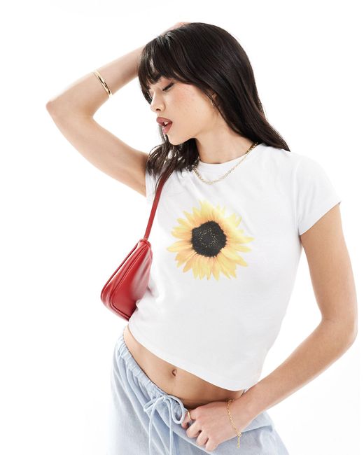 ASOS White Baby Tee With Sunflower Graphic