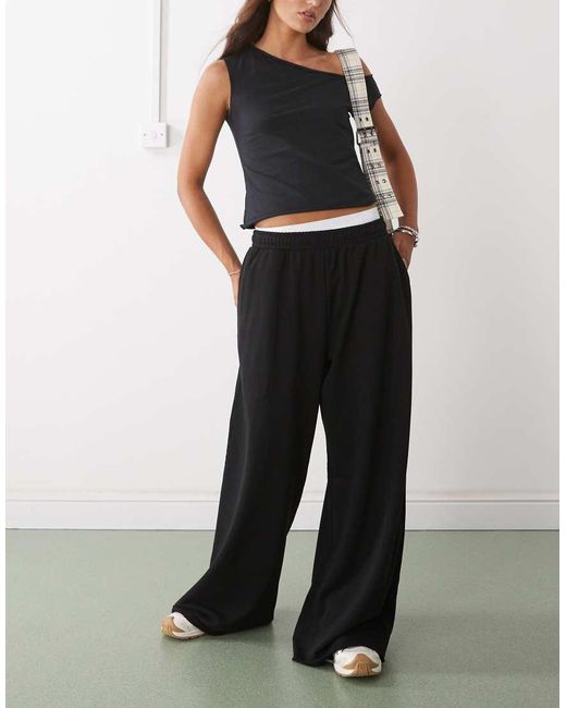 Weekday Baggy Joggingbroek Met Wijde Pijpen in het Black