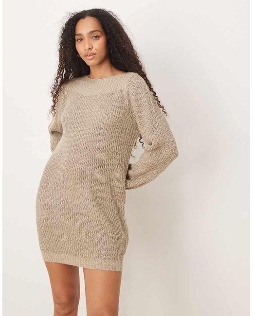 Jdy White Wide Neck Knitted Mini Jumper Dress