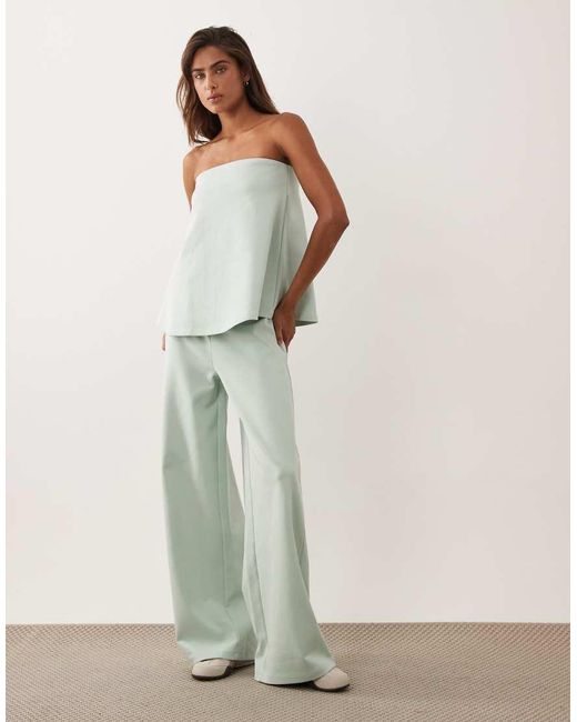 ASOS Green Interlock Floaty Bandeau Top Co-ord