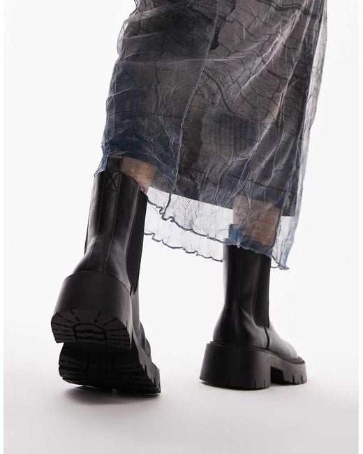 TOPSHOP Black Lucas Chunky Chelsea Boots