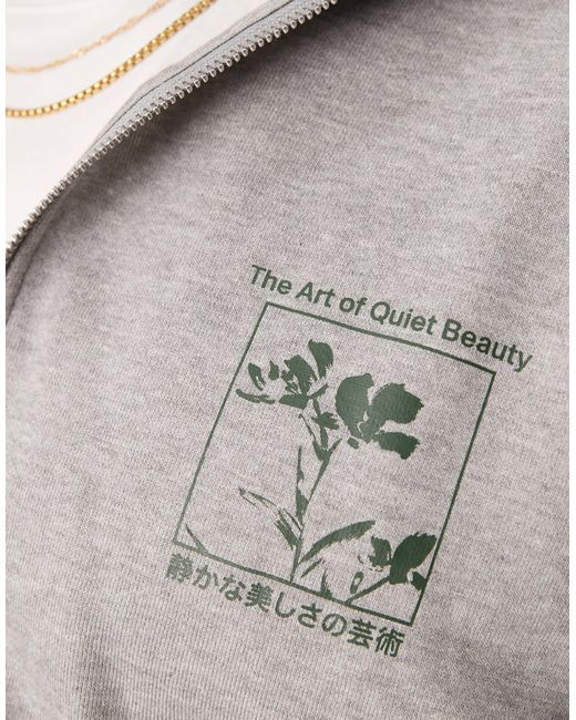 ASOS Gray Hoodie With Chest And Back Print for men