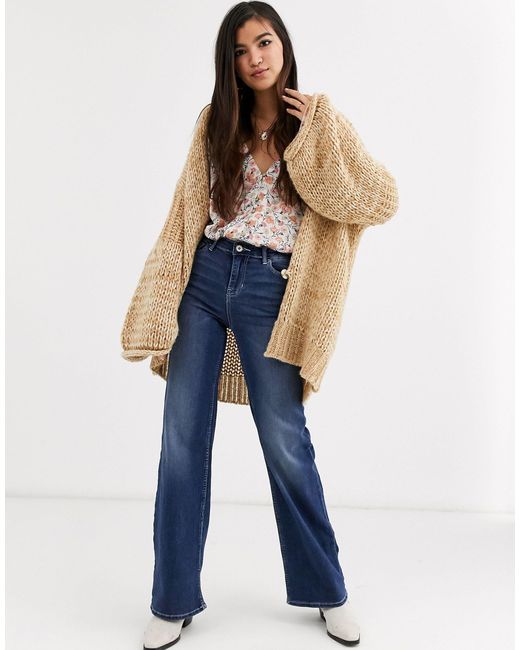 Free People Home Town Volume Sleeve Cardigan white in Natural Lyst
