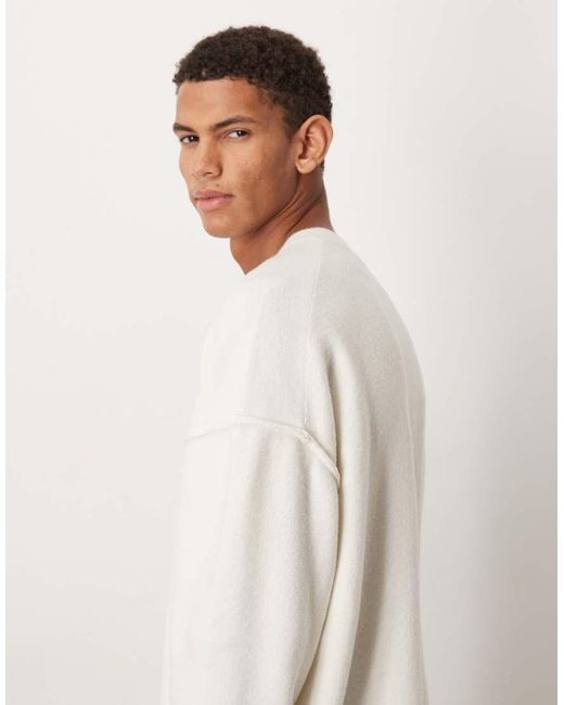 ASOS White Relaxed Knitted Fluffy Henley Neck Jumper for men