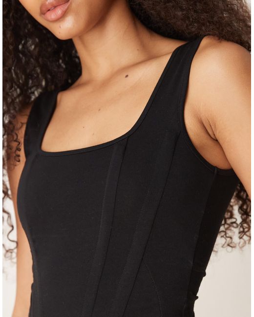 ASOS Black – korsettoberteil mit eckigem ausschnitt