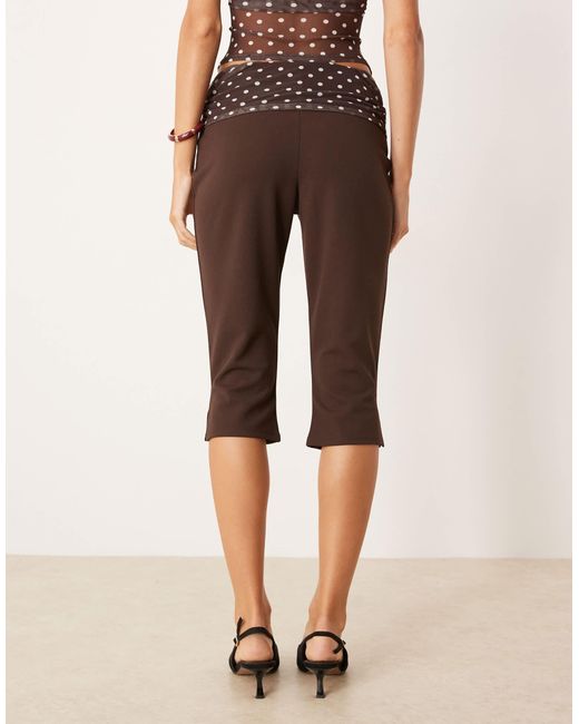 ASOS Natural Co-Ord Capri Trousers With Mesh Detail