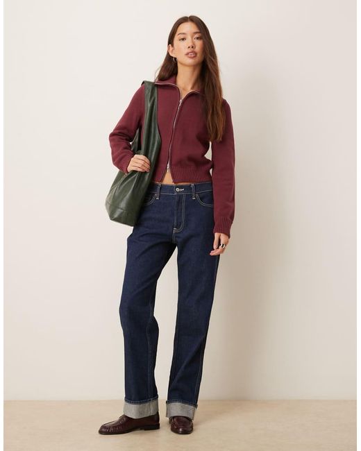Abercrombie & Fitch Red Zipper Cardigan