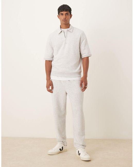 ASOS Natural Tapered Loopback joggers With Side Piping for men