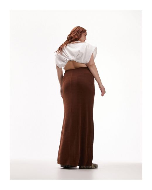 Curve - jupe longue près du corps avec devant torsadé - chocolat TOPSHOP en coloris Brown
