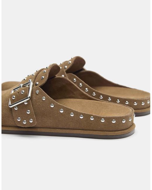 Pull&Bear Brown – leder-clogs