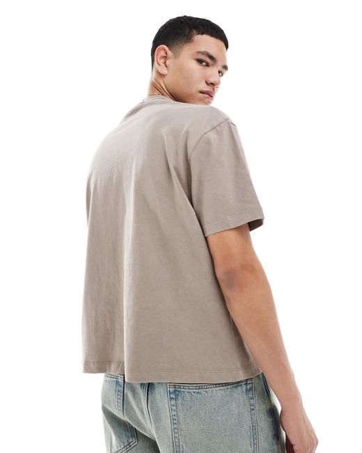 ASOS – schweres, kastiges t-shirt in Gray für Herren