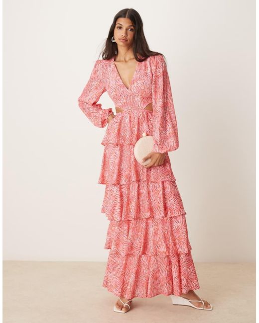 Pretty Lavish Pink Ashton Cut-out Ruffle Maxi Dress
