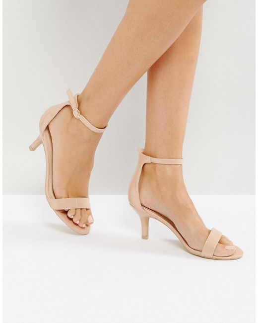 Glamorous Natural Nude Barely There Kitten Heeled Sandals