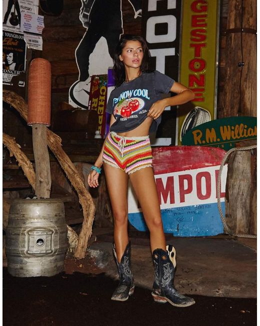 It's Now Cool Multicolor It's Now Cool Crochet Stripe Shorts