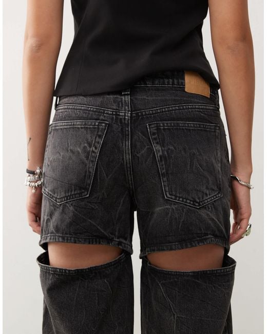 Weekday Black Ample Low Waist Loose Fit Jeans With Open Detail