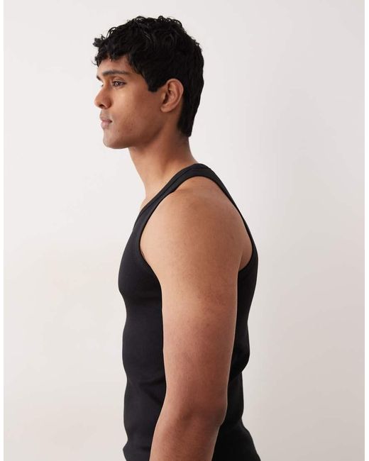 Jack & Jones Black Rib Tank Top for men