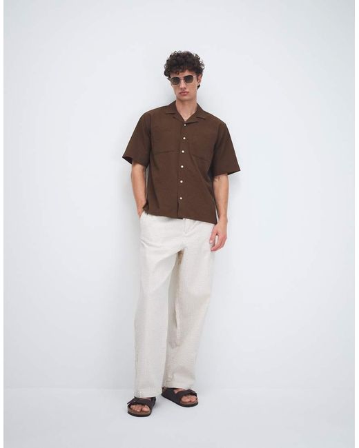 Redefined Rebel White Brennan Boxy Fit Short Sleeve Shirt for men